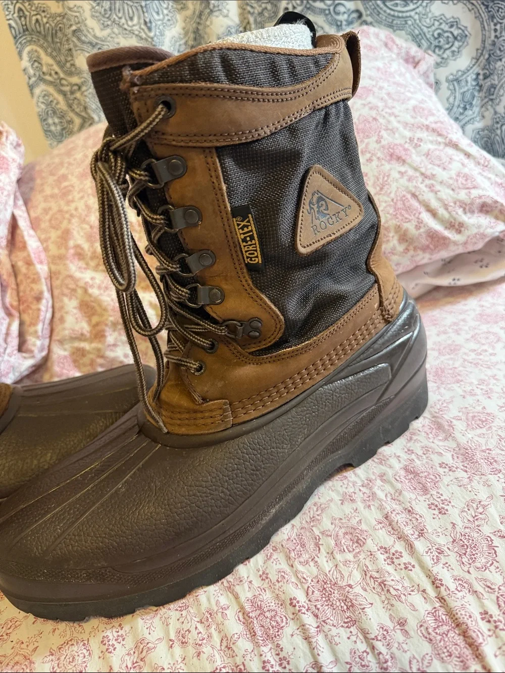 Rocky Brown and Black Men's Waterproof Lace-Up Rain & Snow Boots